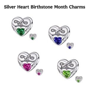 Silver Heart Birthstone Month Charm Pandora Style